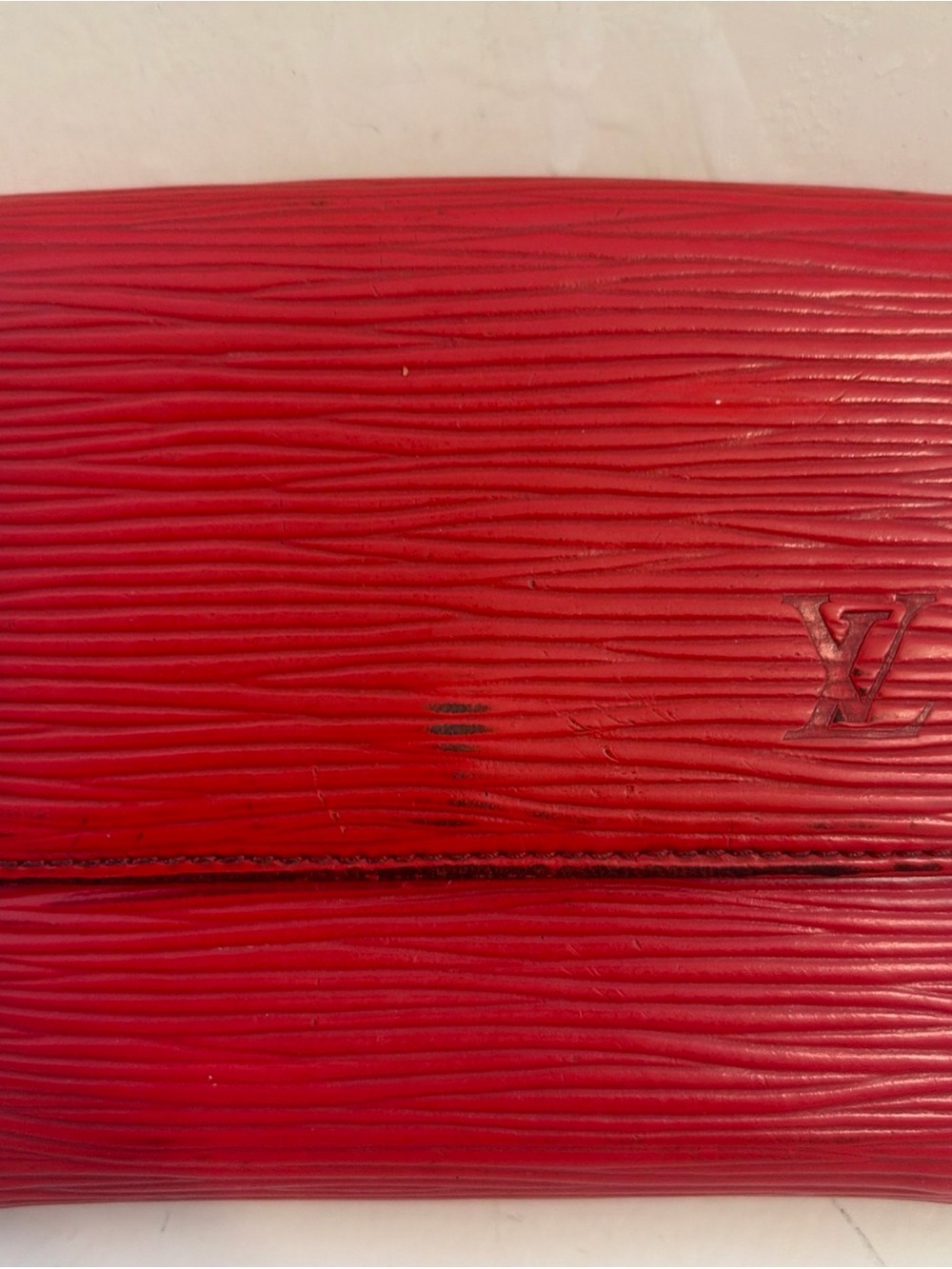 Authentic Louis Vuitton Elise Wallet In Red Epi Leather, Made in France w/ COA